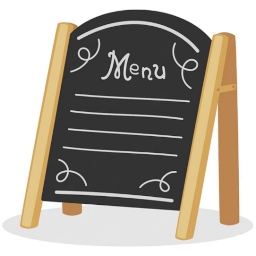 Panneau en ardoise affichant un menu de restaurant