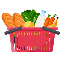 Panier de courses plein de produits alimentaires
